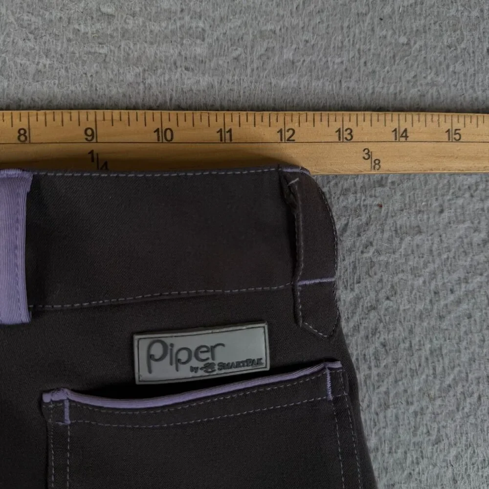 PIPER by SmartPak Riding Breeches Pants Girls 14 Gray Purple Knee Patch Stretch